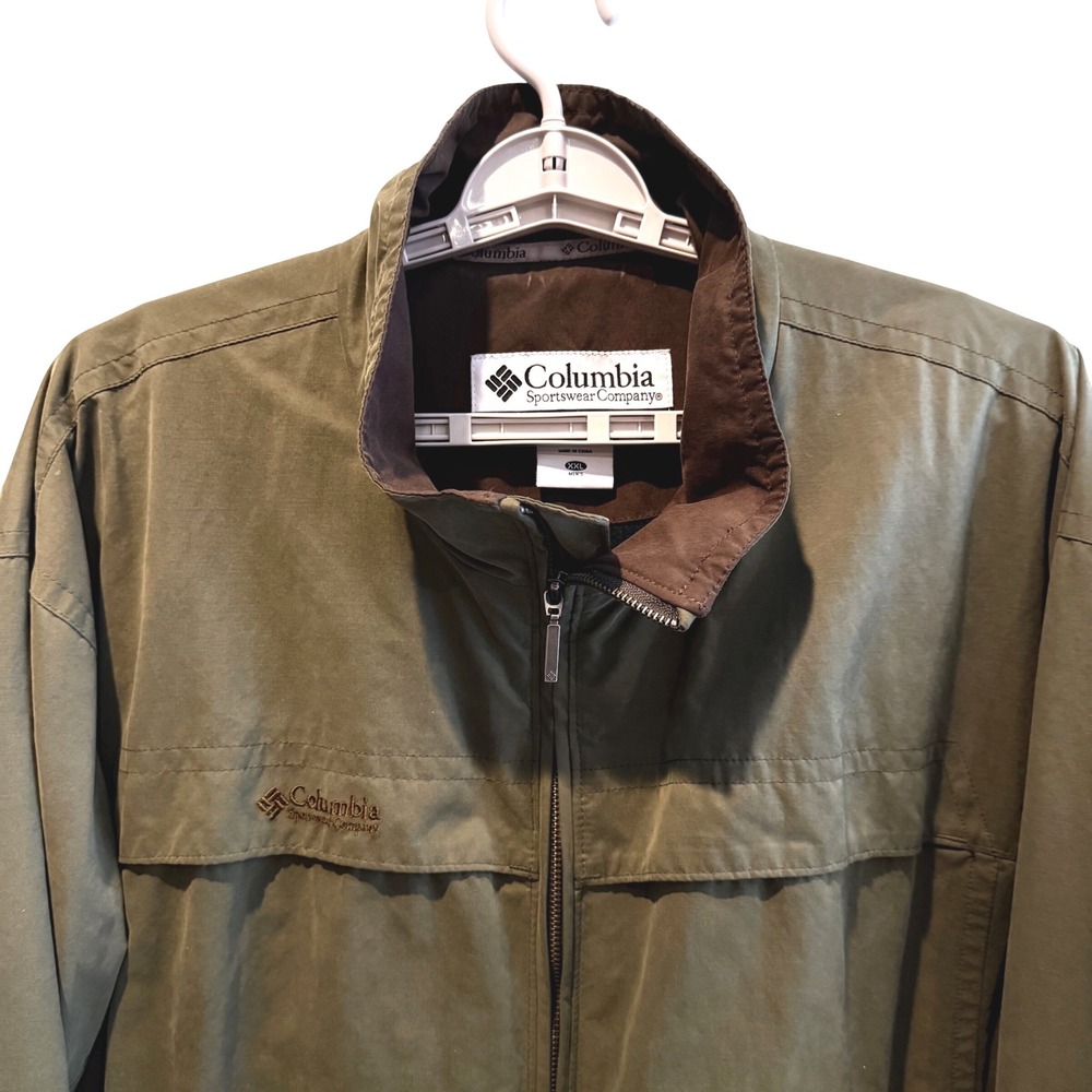 Columbia Heavyweight Full Zip Utility Jacket Green Gorpcore Vented Mens XXL